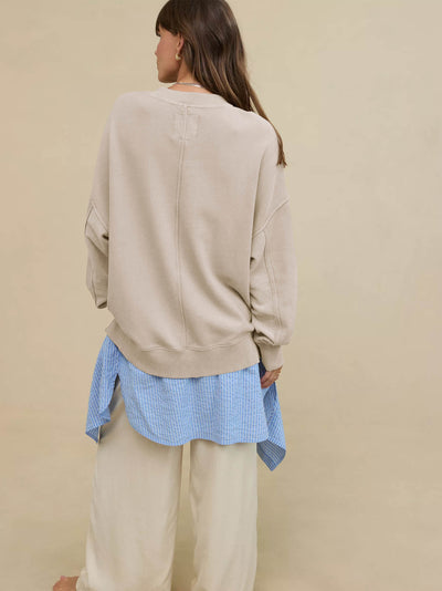 Hamptons Cotton Blend Pullover Sweater - Taupe