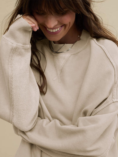 Hamptons Cotton Blend Pullover Sweater - Taupe