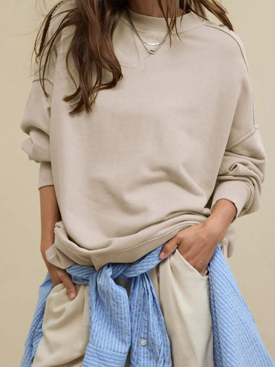 Hamptons Cotton Blend Pullover Sweater - Taupe