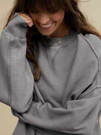 Hamptons Cotton Blend Pullover Sweater - Grey