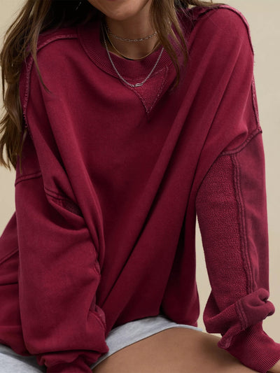 Hamptons Cotton Blend Pullover Sweater - Burgundy