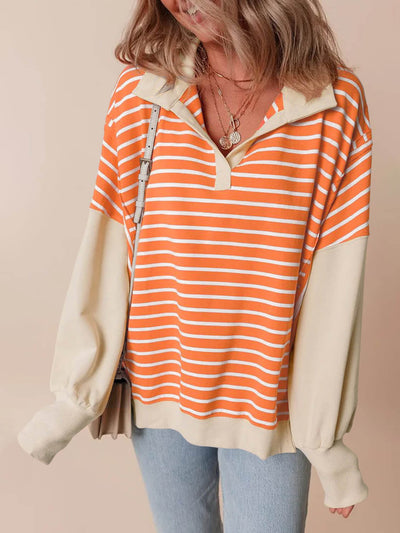 Stevenson Striped Sweatshirt - Orange