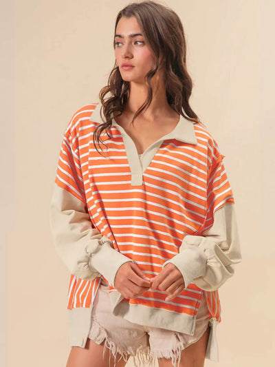 Stevenson Striped Sweatshirt - Orange