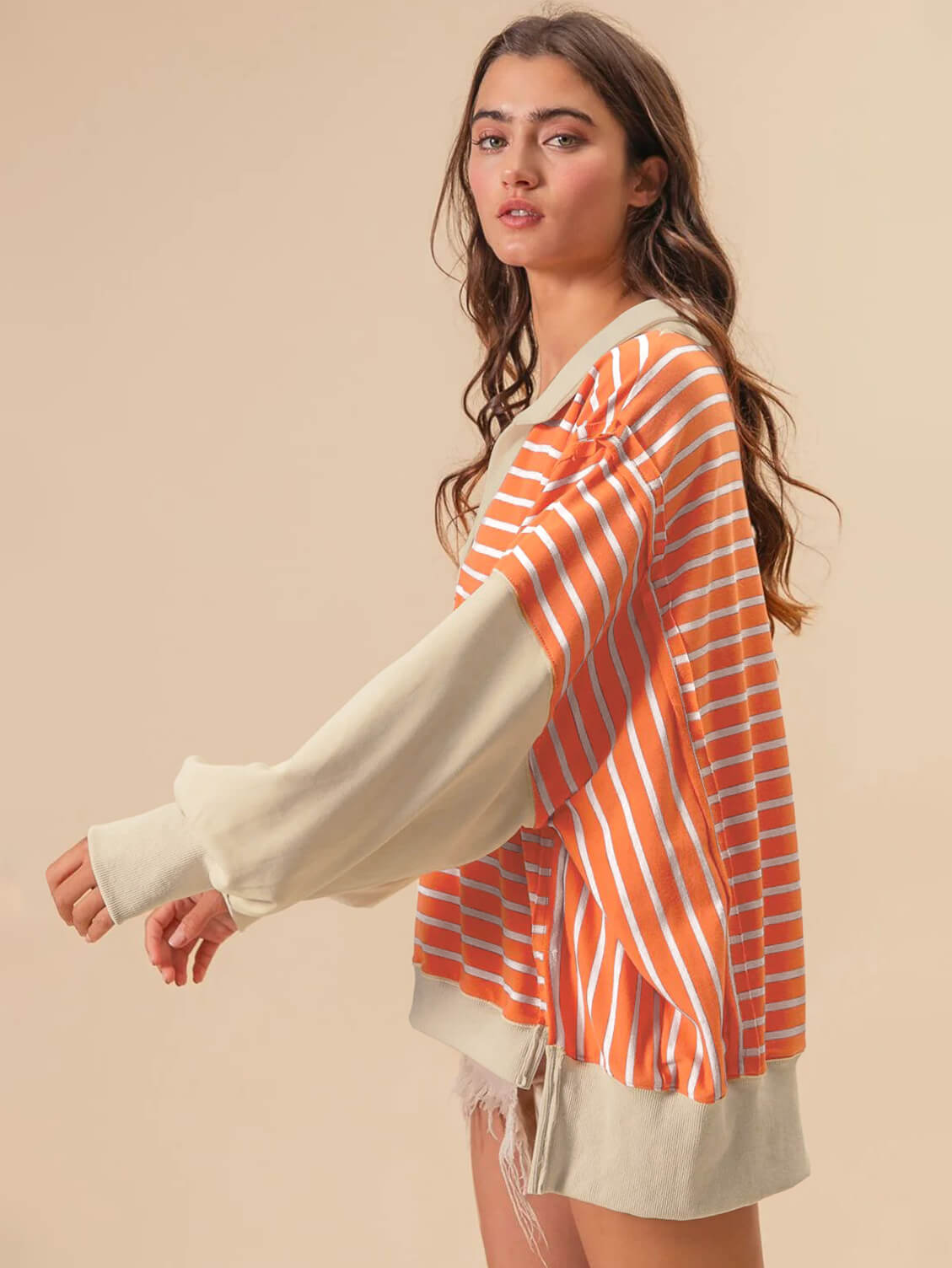 Stevenson Striped Sweatshirt - Orange