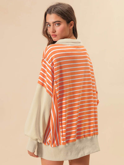 Stevenson Striped Sweatshirt - Orange