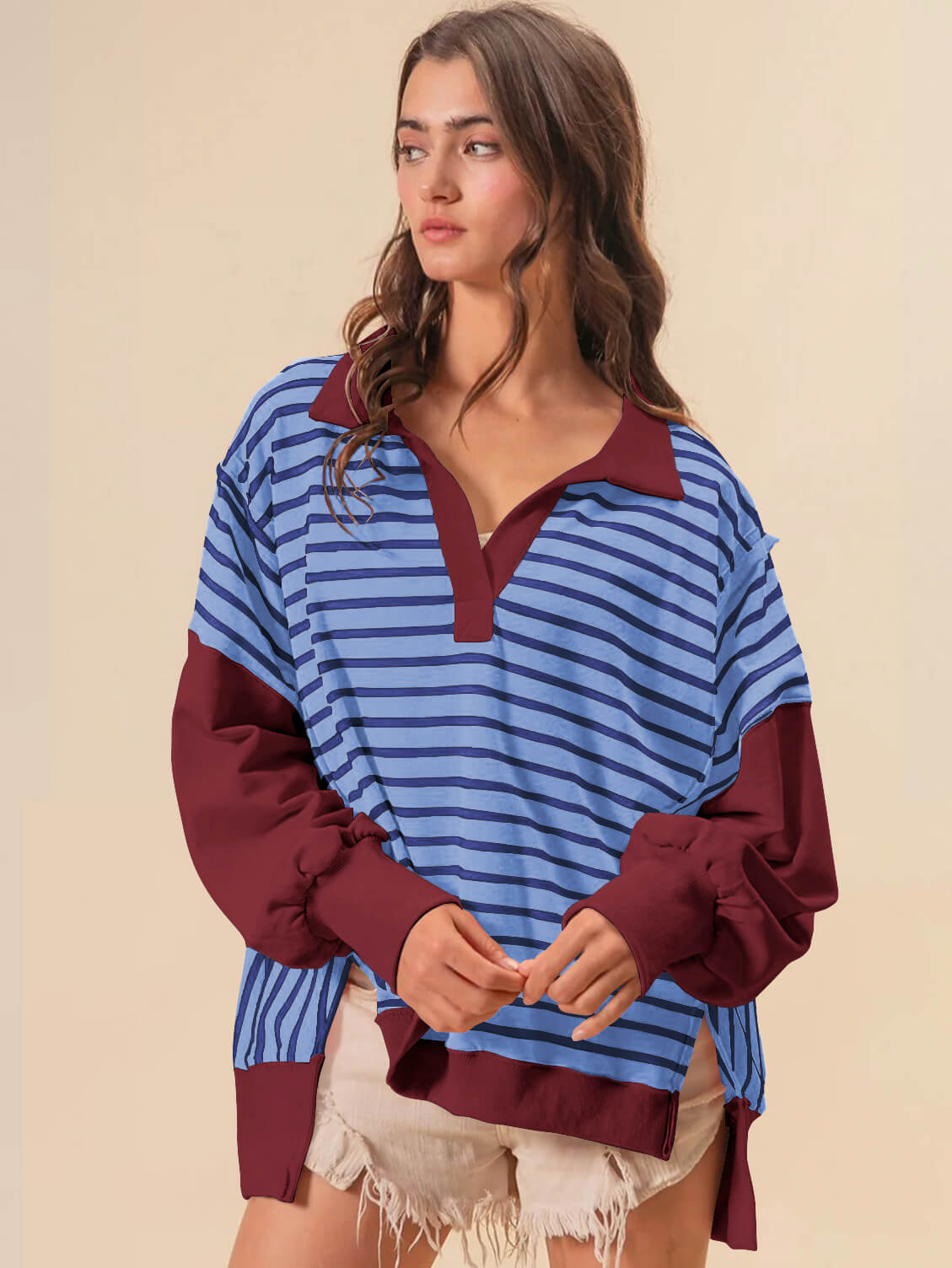 Stevenson Striped Sweatshirt - Rust