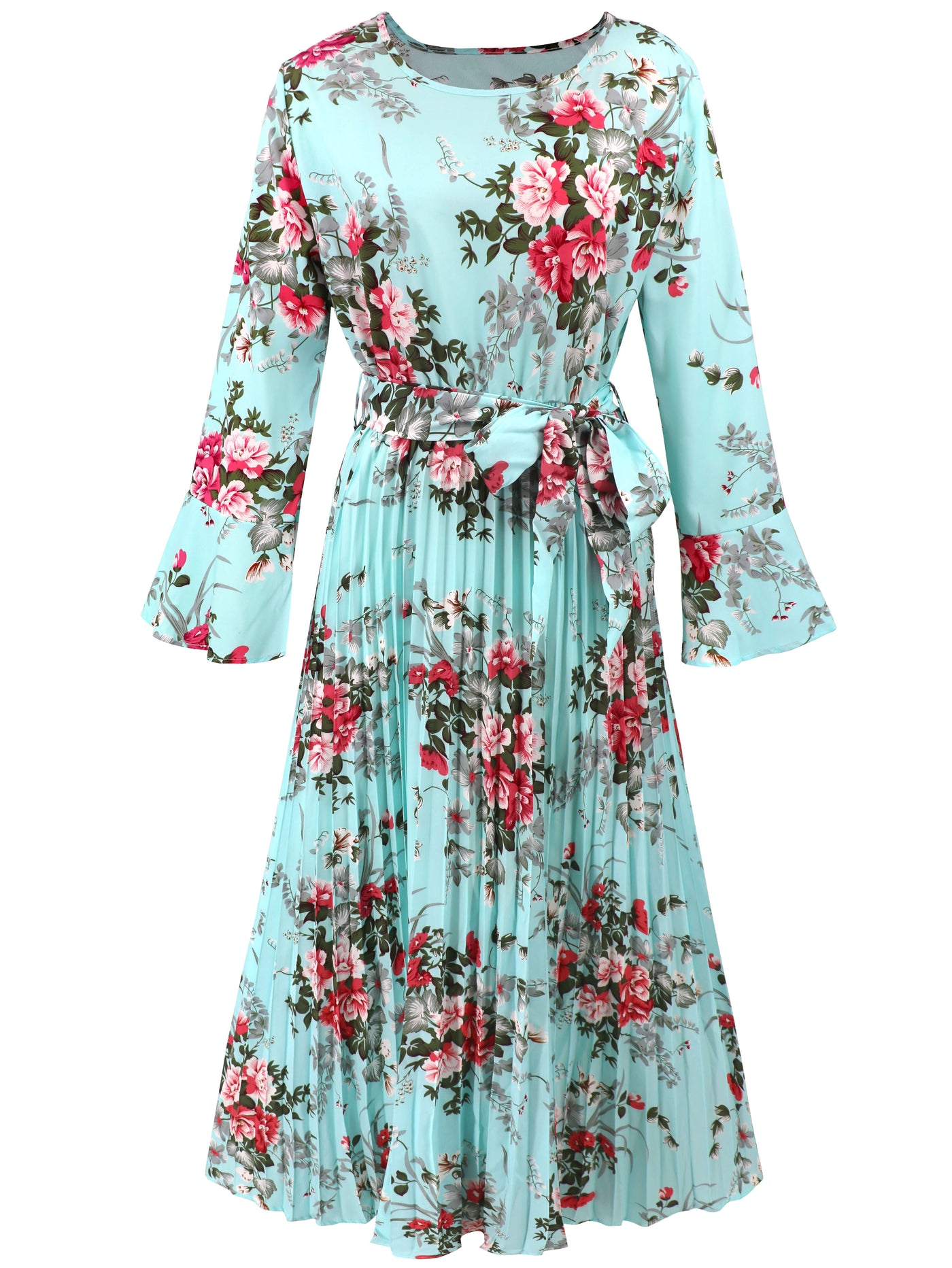 Garden Romance Floral Plisse Maxi Dress - blue