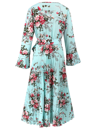 Garden Romance Floral Plisse Maxi Dress - blue