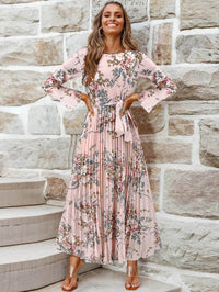 Garden Romance Floral Plisse Maxi Dress - pink