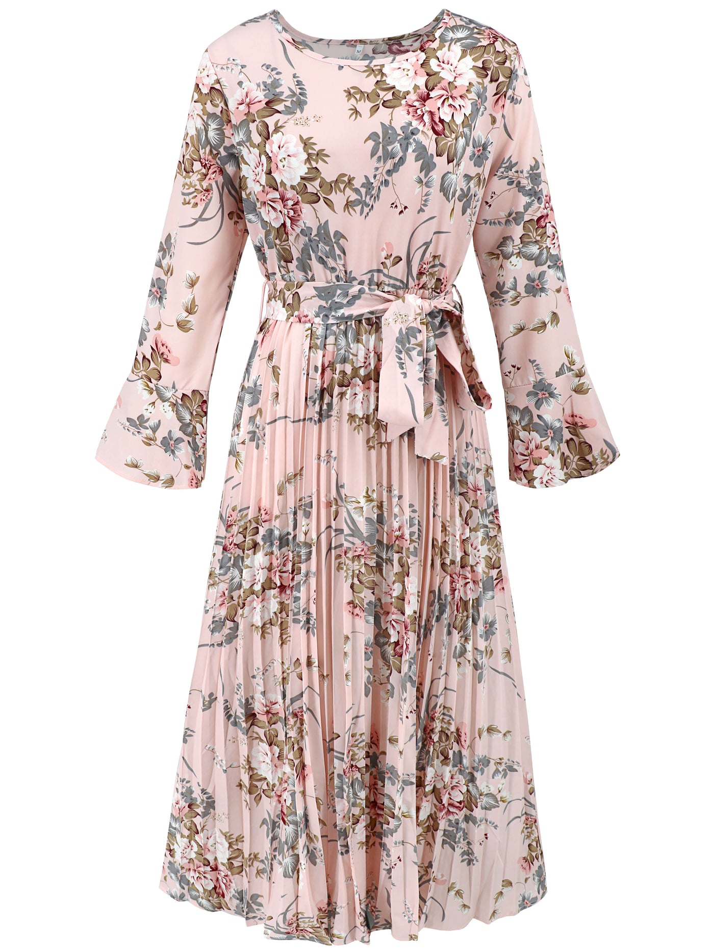 Garden Romance Floral Plisse Maxi Dress - pink