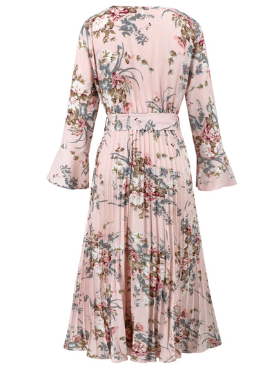 Garden Romance Floral Plisse Maxi Dress - pink