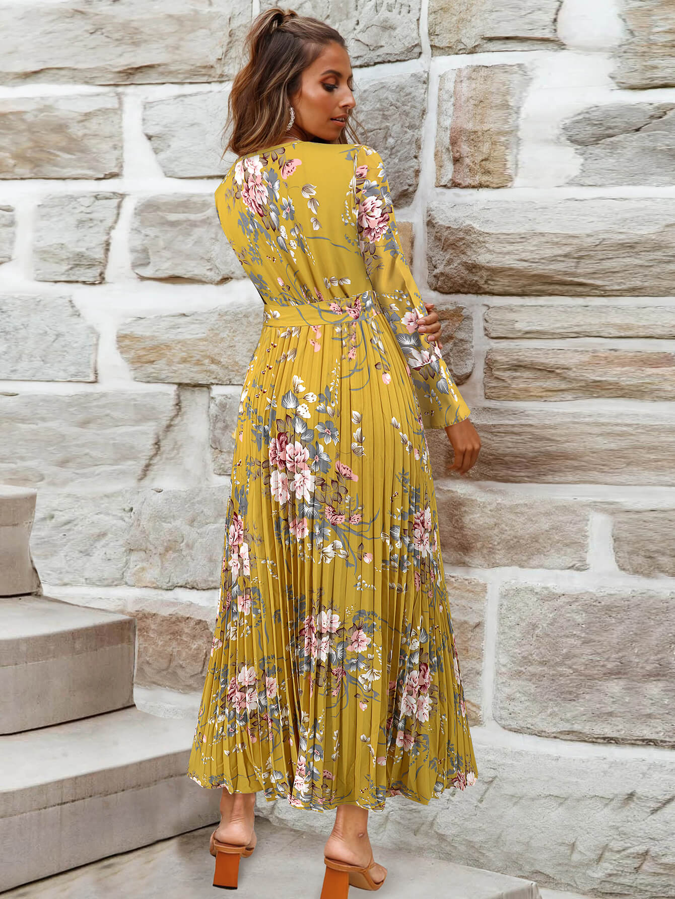 Garden Romance Floral Plisse Maxi Dress