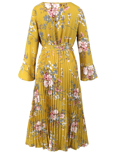 Garden Romance Floral Plisse Maxi Dress - yellow