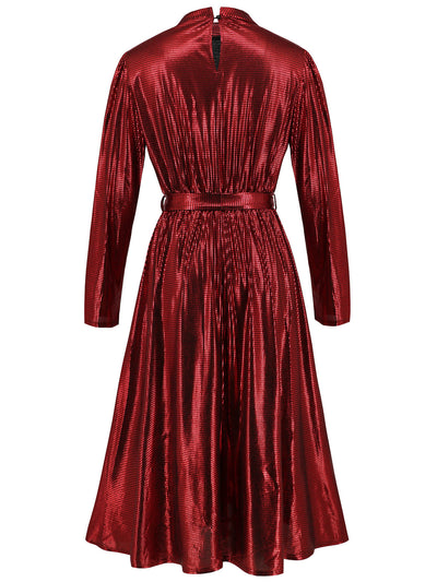 Madilyn Long Sleeve Glitter Midi Dress - red