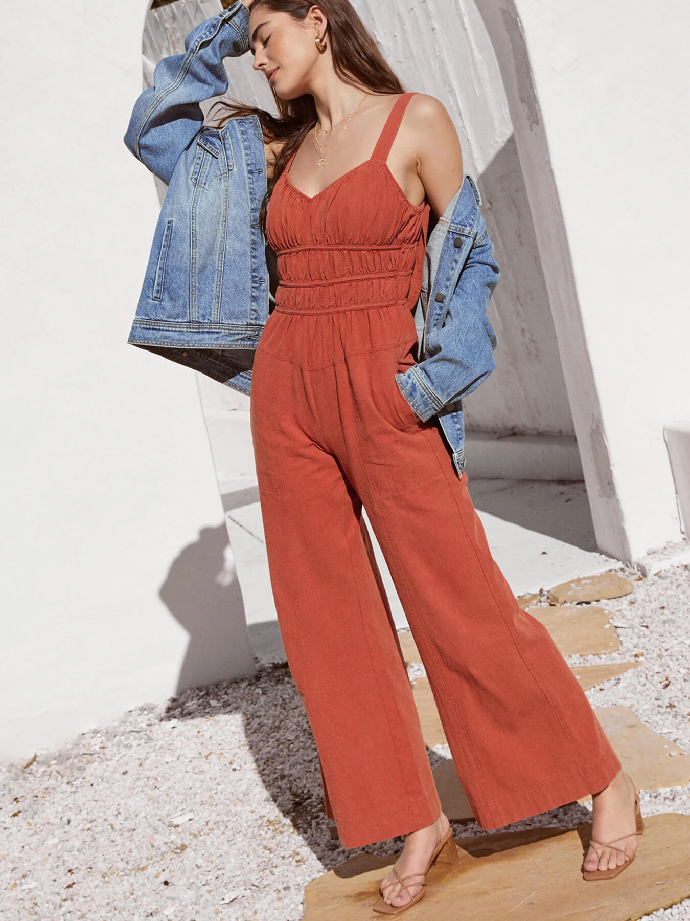 Sloane Ruched Pocketed Jumpsuit