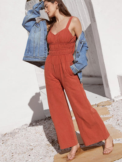 Sloane Ruched Pocketed Jumpsuit