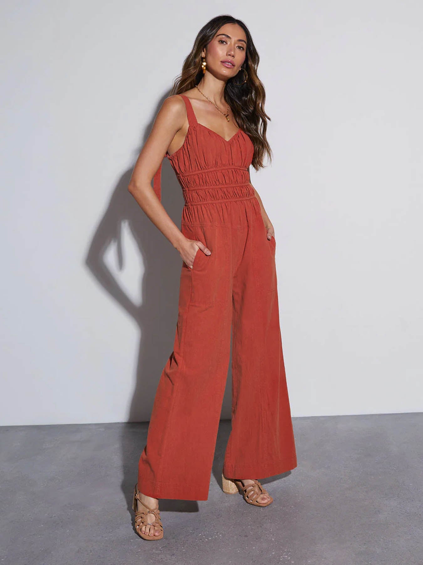 Sloane Ruched Pocketed Jumpsuit