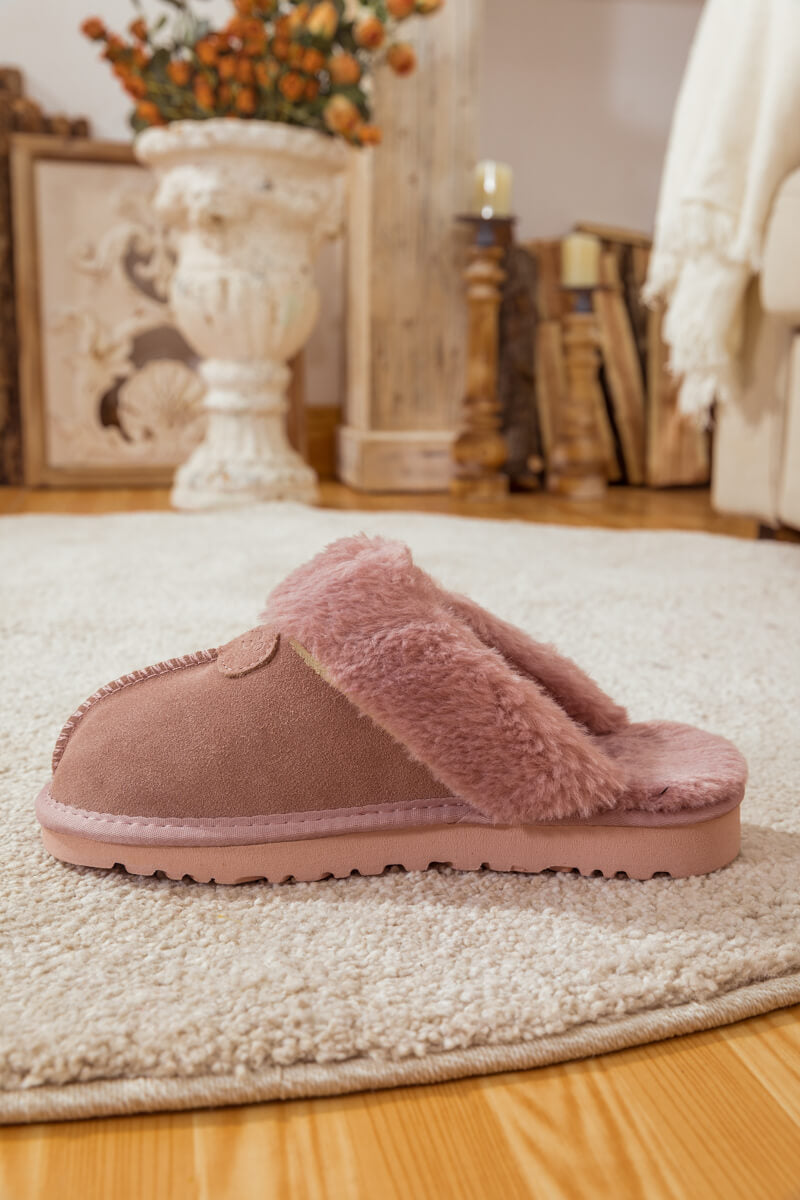 SMAIBULUN Ugg | WOOL LINED SUEDE SLIPPER - PINK