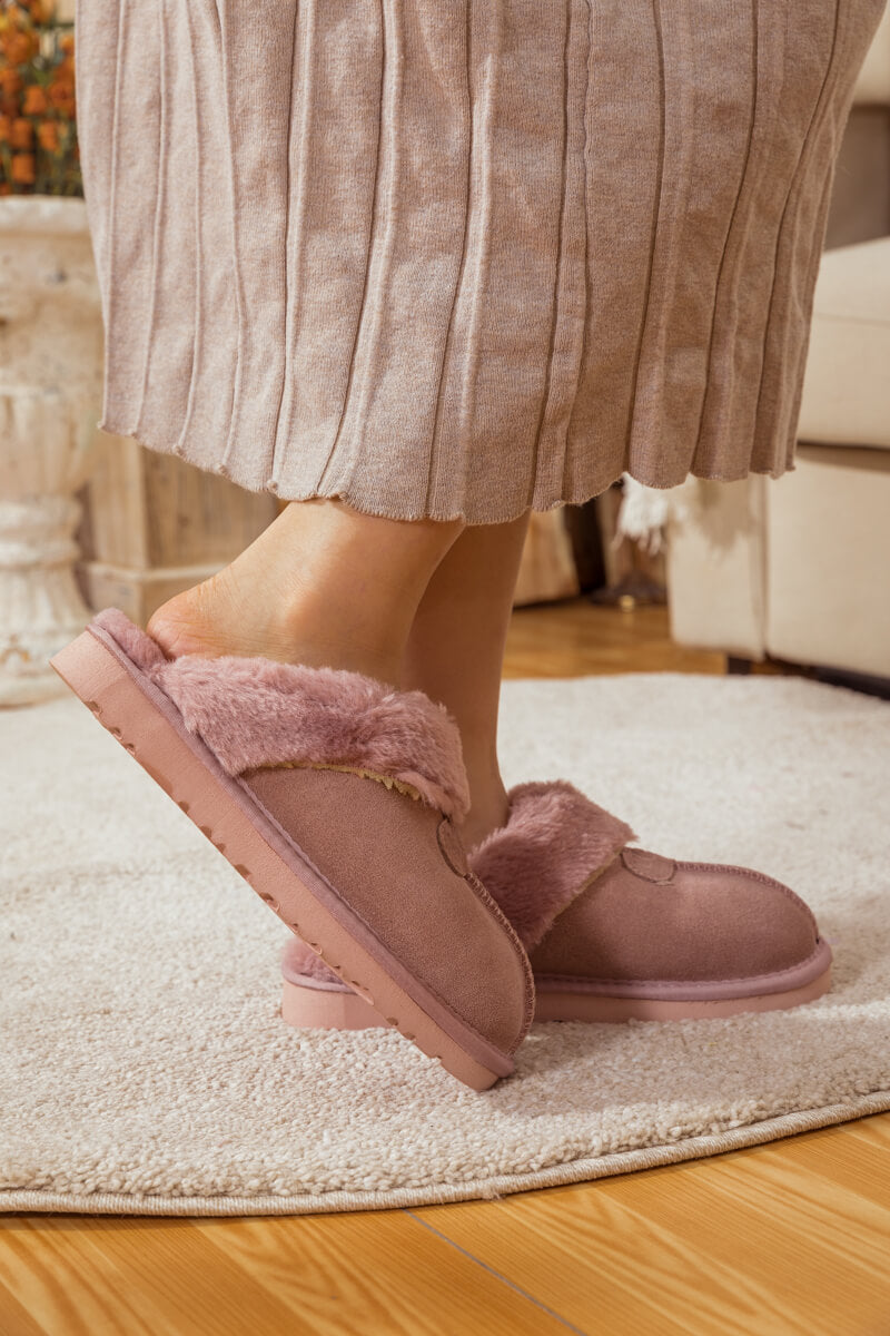 SMAIBULUN Ugg | WOOL LINED SUEDE SLIPPER - PINK