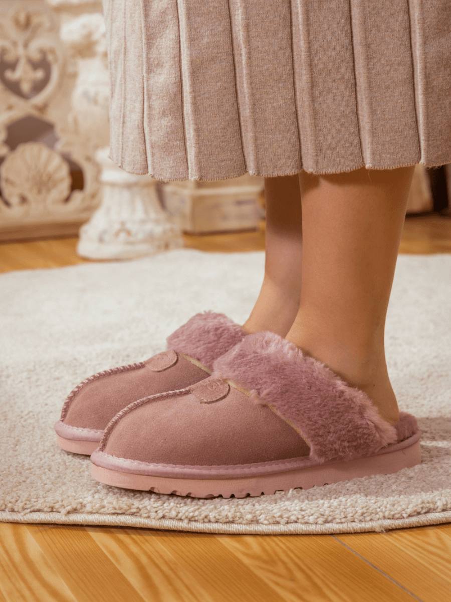 SMAIBULUN Ugg | WOOL LINED SUEDE SLIPPER - PINK