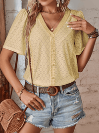 Nala Sheer Short Sleeve Top - Yellow