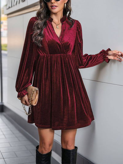 Dance All Night Velvet Mini Dress - Burgundy