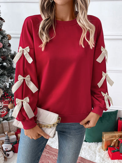 Only Christmas Lace Bow Pullover Sweater