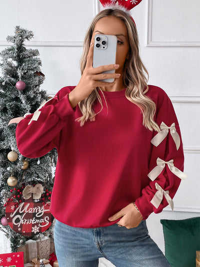 Only Christmas Lace Bow Pullover Sweater