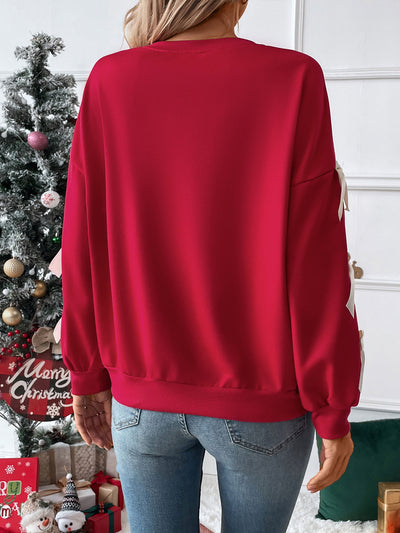 Only Christmas Lace Bow Pullover Sweater