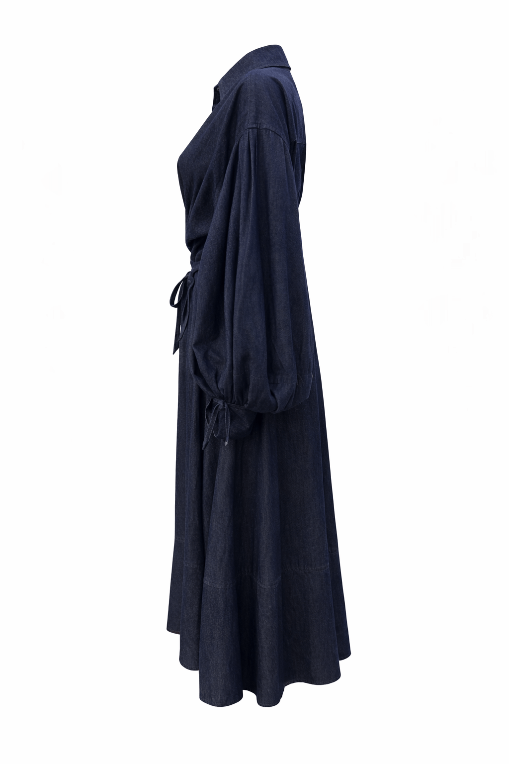 Luzie Waist Tie Denim Maxi Dress