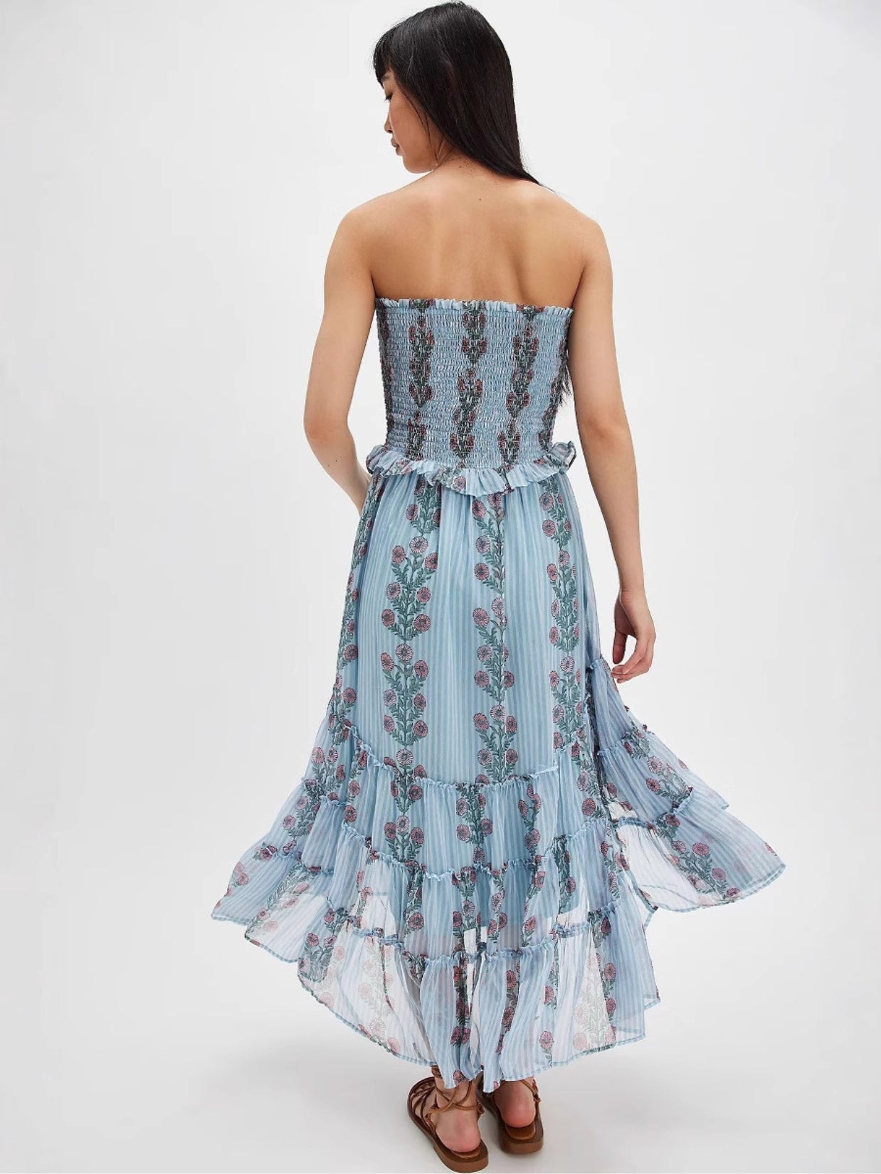 Simonah Floral Printed Tiered Midi Dress
