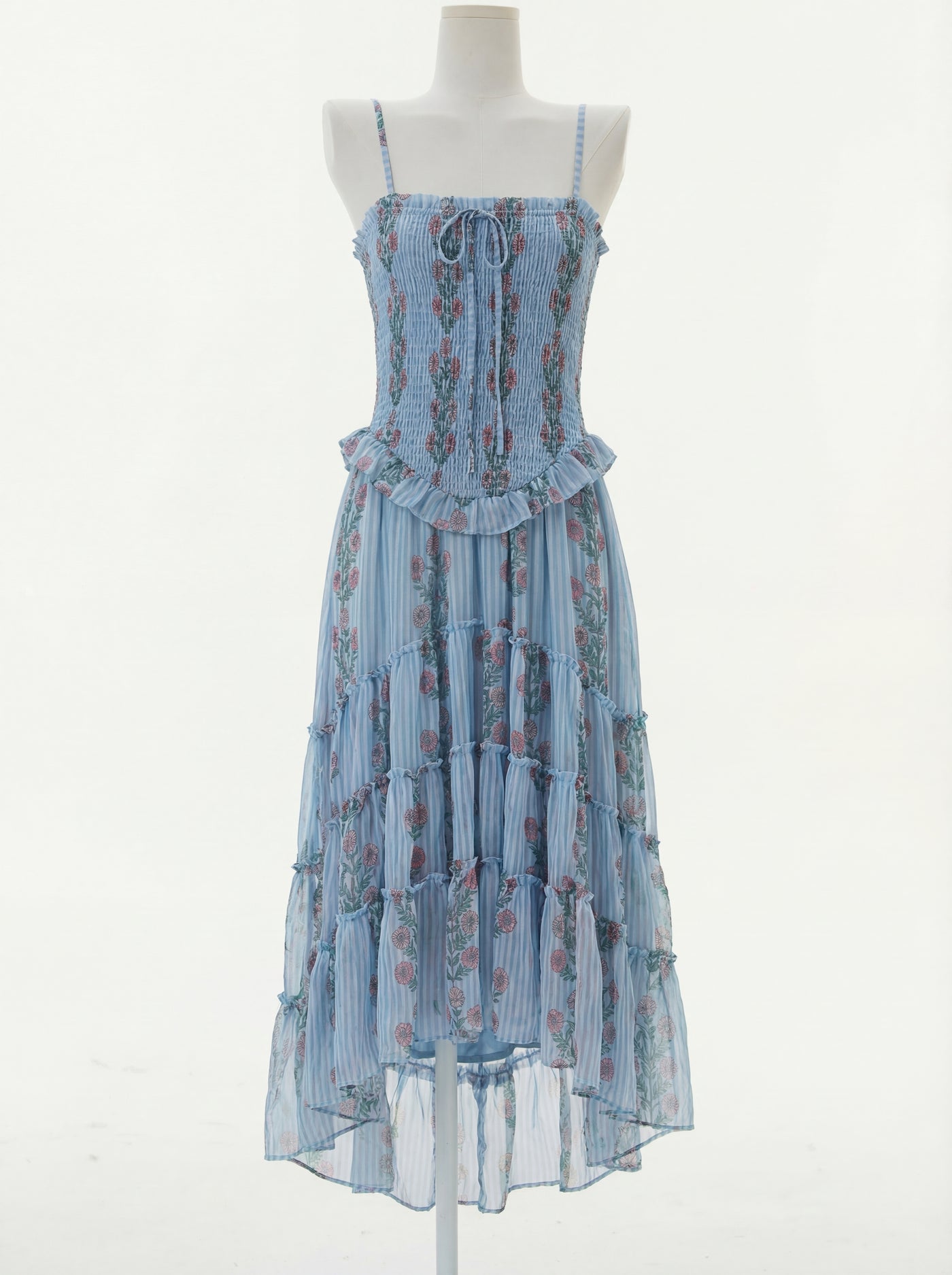 Simonah Floral Printed Tiered Midi Dress