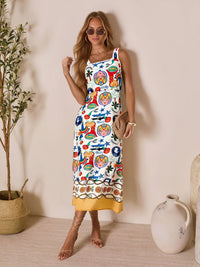 Sweet Days Vacancy Prints Linen Blend Midi Dress