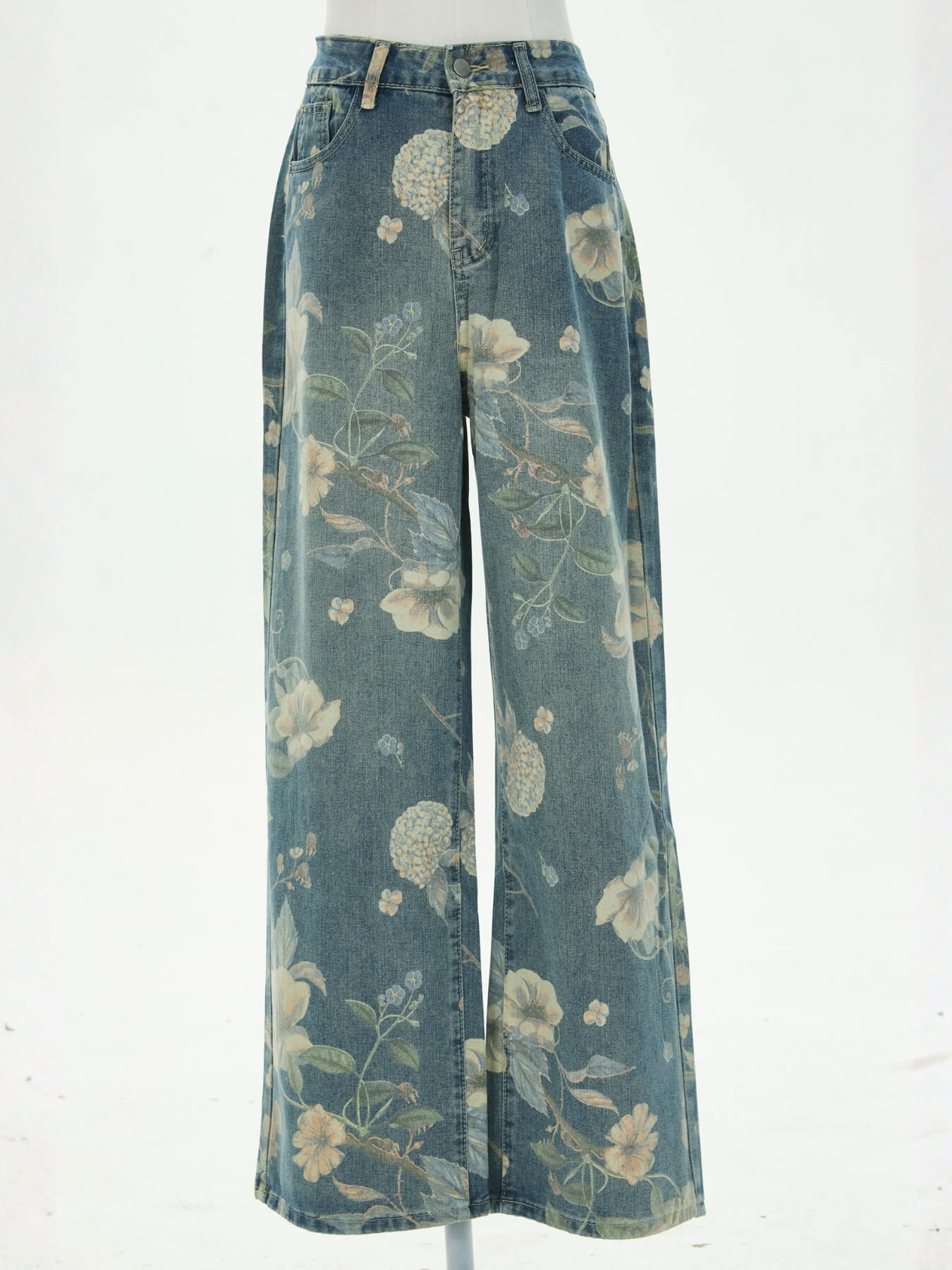 Avina Mid Rise Floral Stretch Flare Jeans