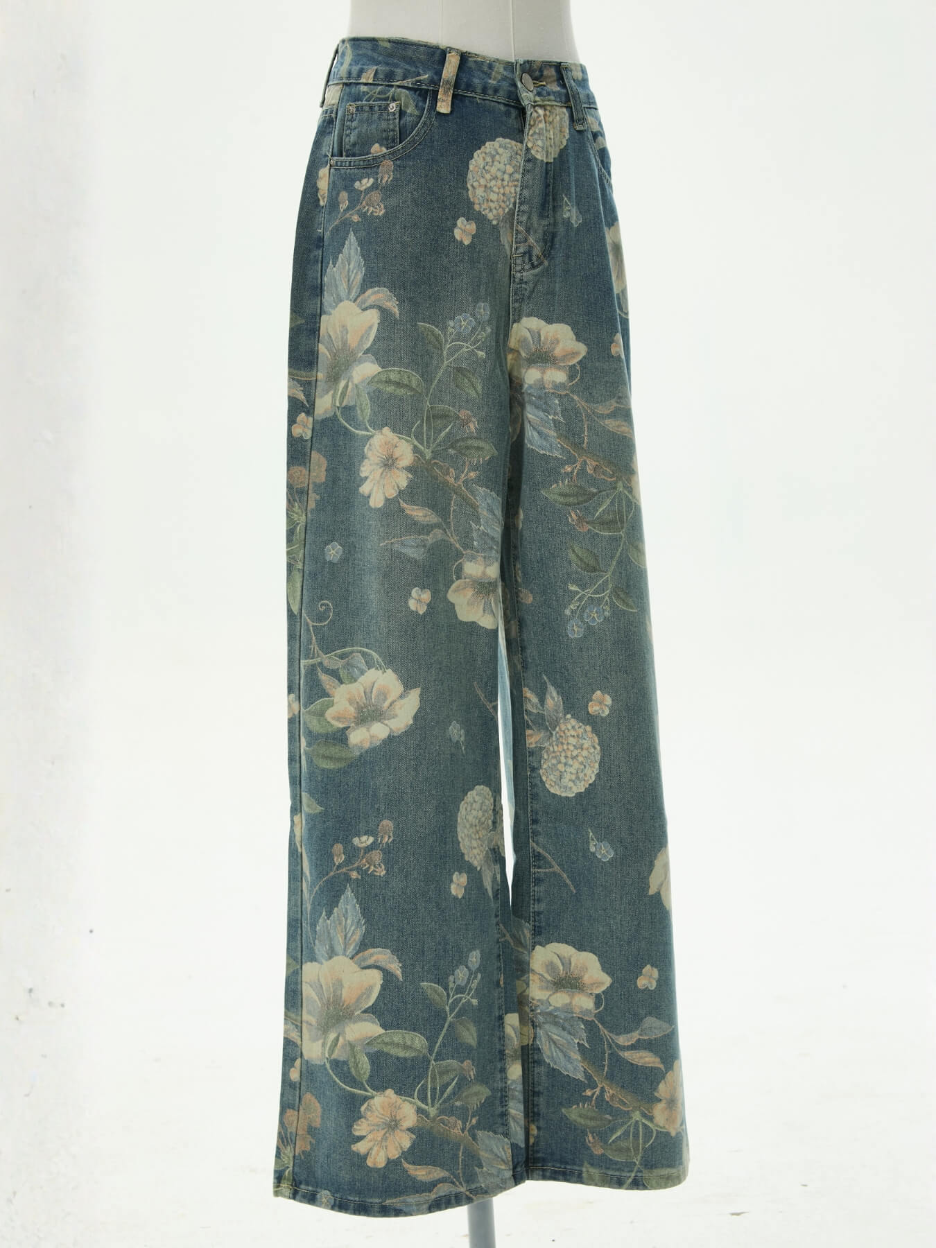 Avina Mid Rise Floral Stretch Flare Jeans