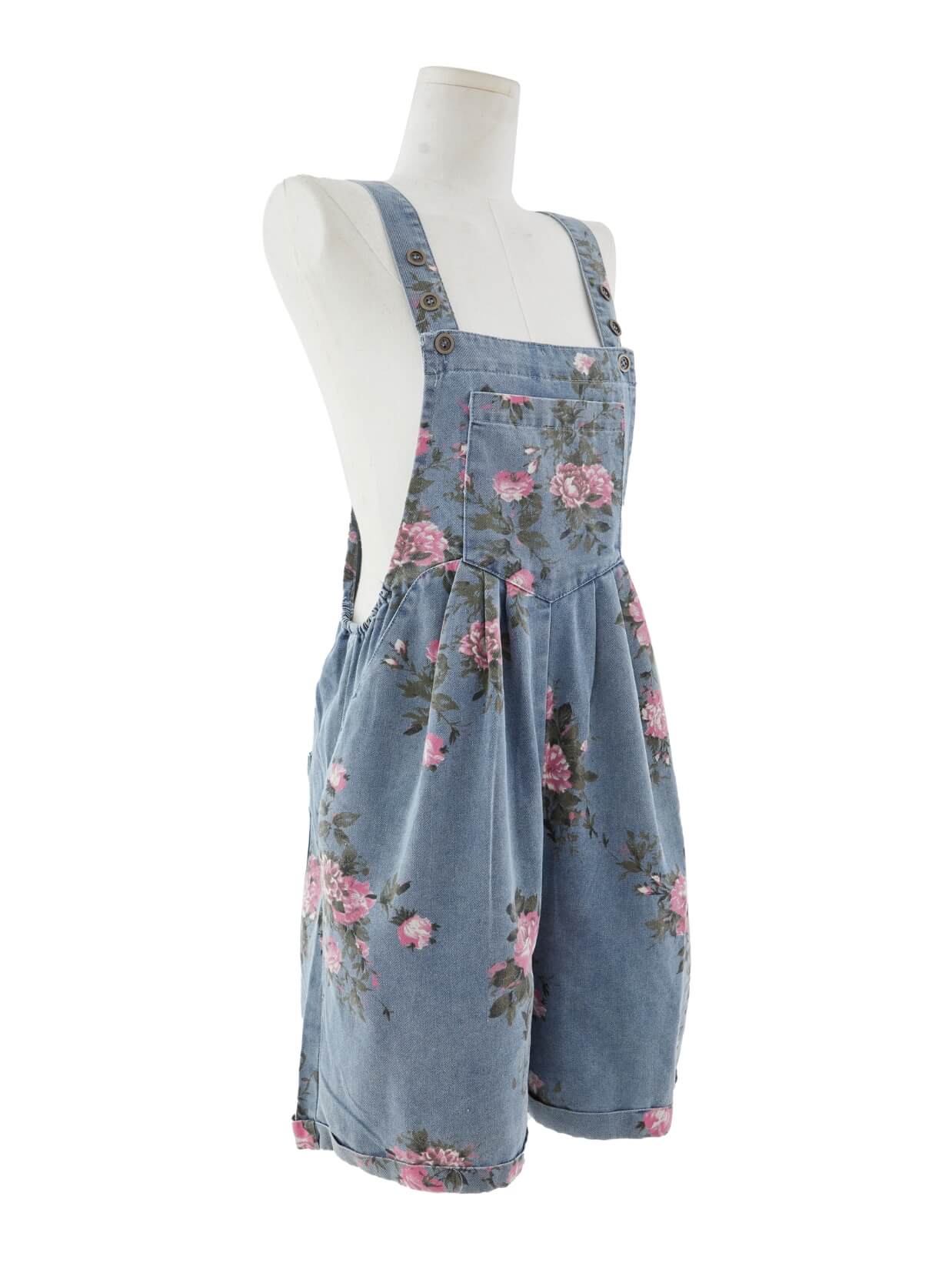 Rose Picking Denim Shorttall Romper