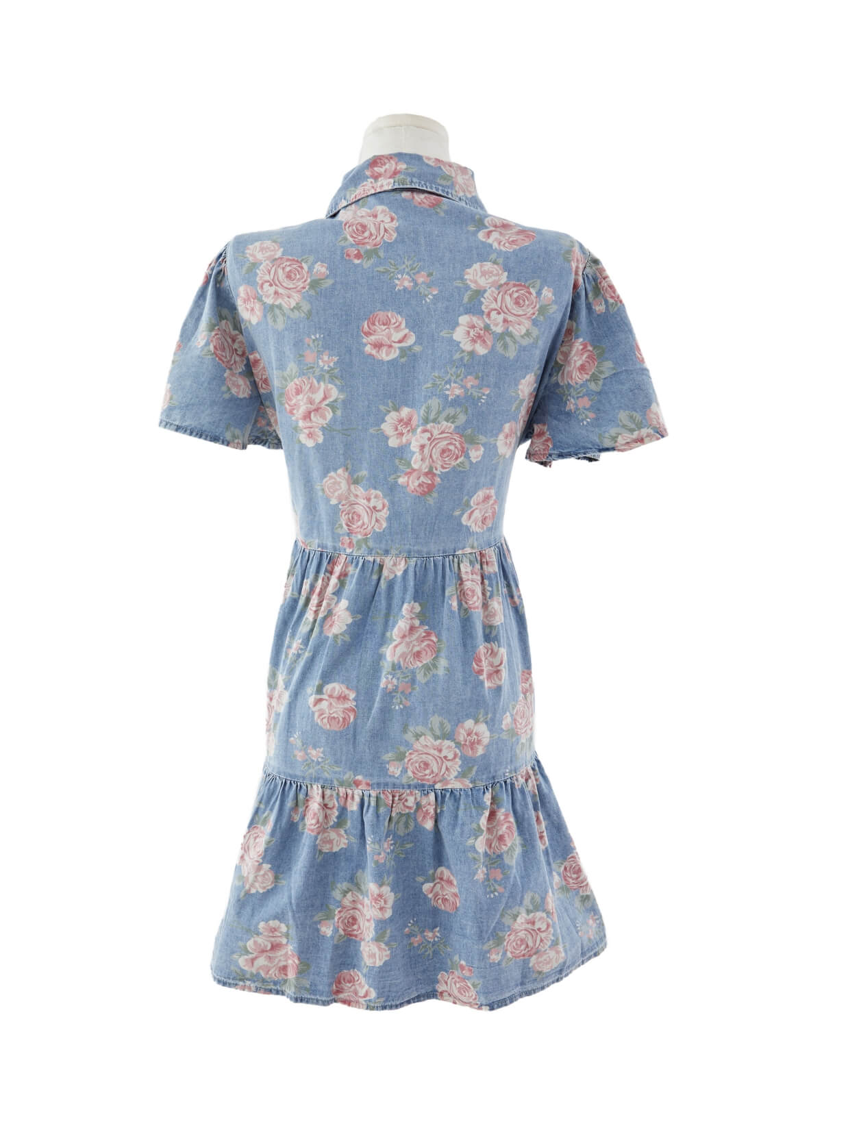 Fleur Fantasy Rose Denim Mini Dress - blue