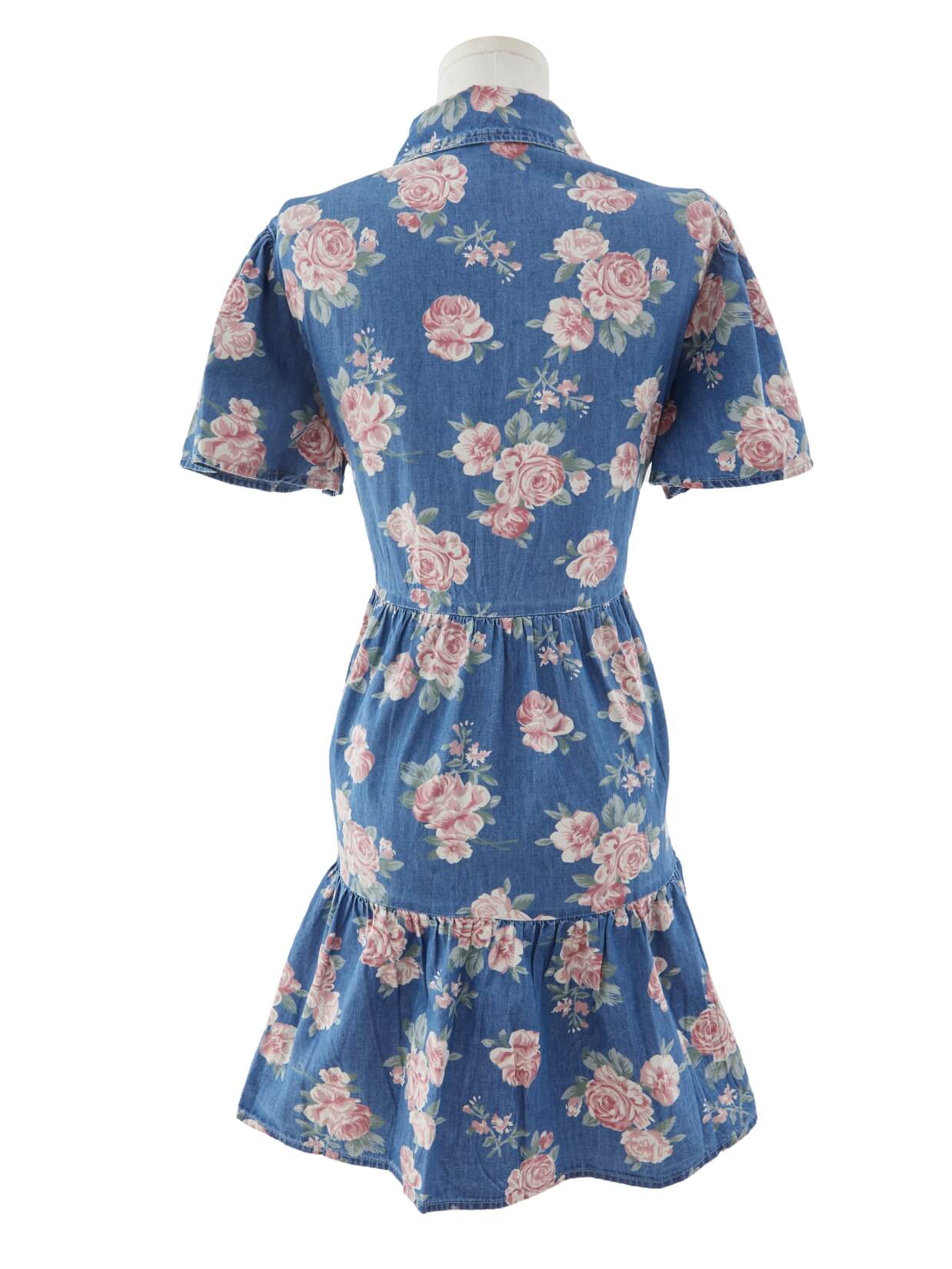 Fleur Fantasy Rose Denim Mini Dress - denim