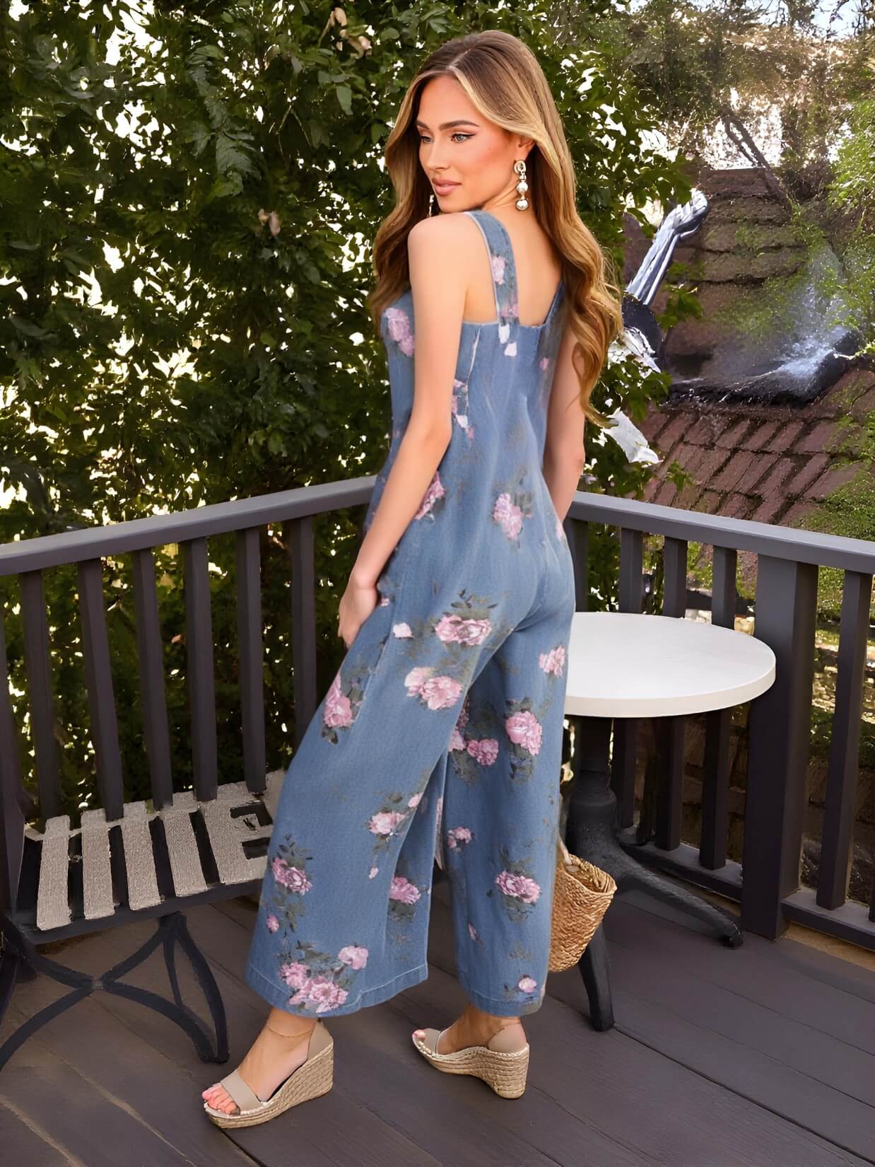 Sophia Rose Denim Wide Leg Overalls