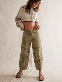 Your Luck Day Mid Rise Barrel Jeans - green