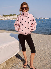 Ellie Funnel Neck Polka Dot Jacket - pink