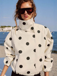Ellie Funnel Neck Polka Dot Jacket - white