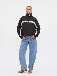 IT Girl Funnel Neck Windbreak Sporty Jacket - black