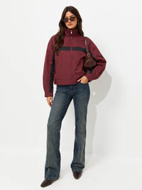 IT Girl Funnel Neck Windbreak Sporty Jacket - burgundy