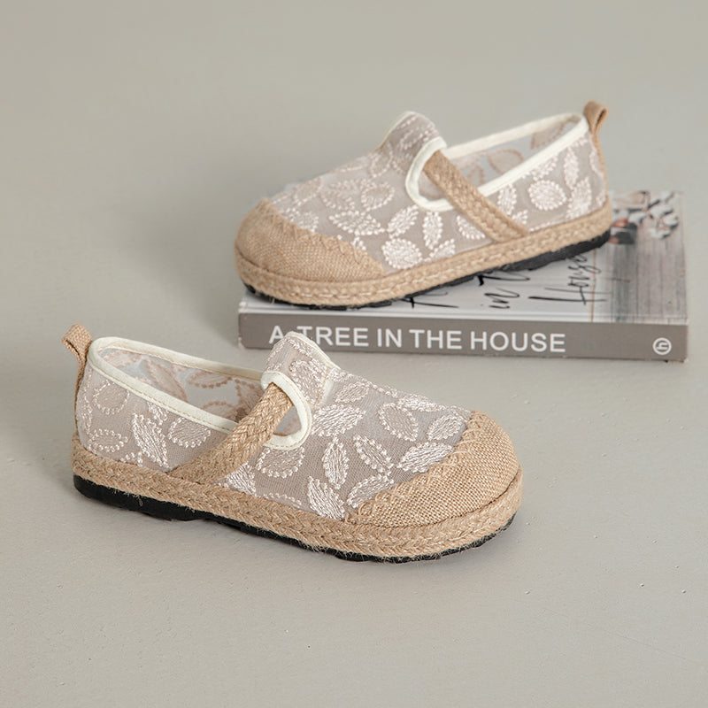Cactus Rose | Marney Embroidered linen Mesh Espadrilles