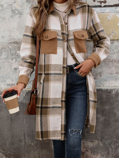 Petaluma Cotton Blend Plaid Coat - Khaki