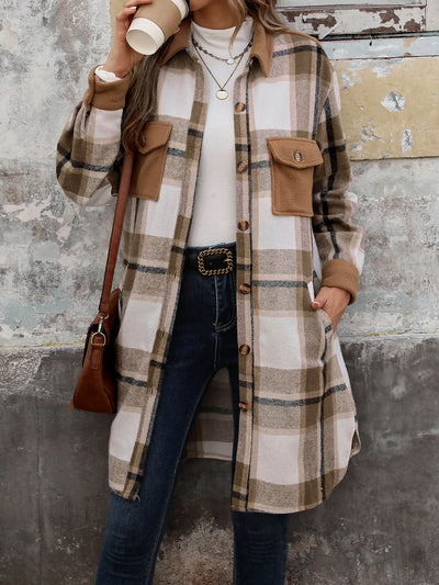 Petaluma Cotton Blend Plaid Coat - Khaki