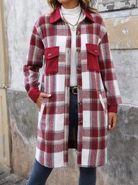 Petaluma Cotton Blend Plaid Coat - Red