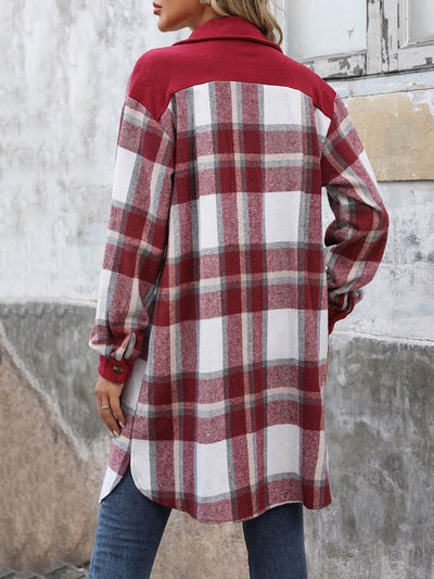 Petaluma Cotton Blend Plaid Coat - Red