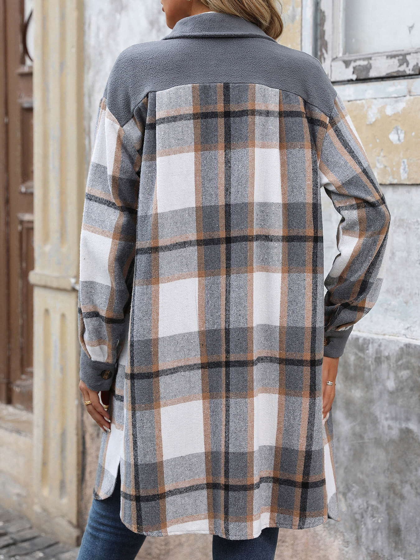 Petaluma Cotton Blend Plaid Coat - Grey